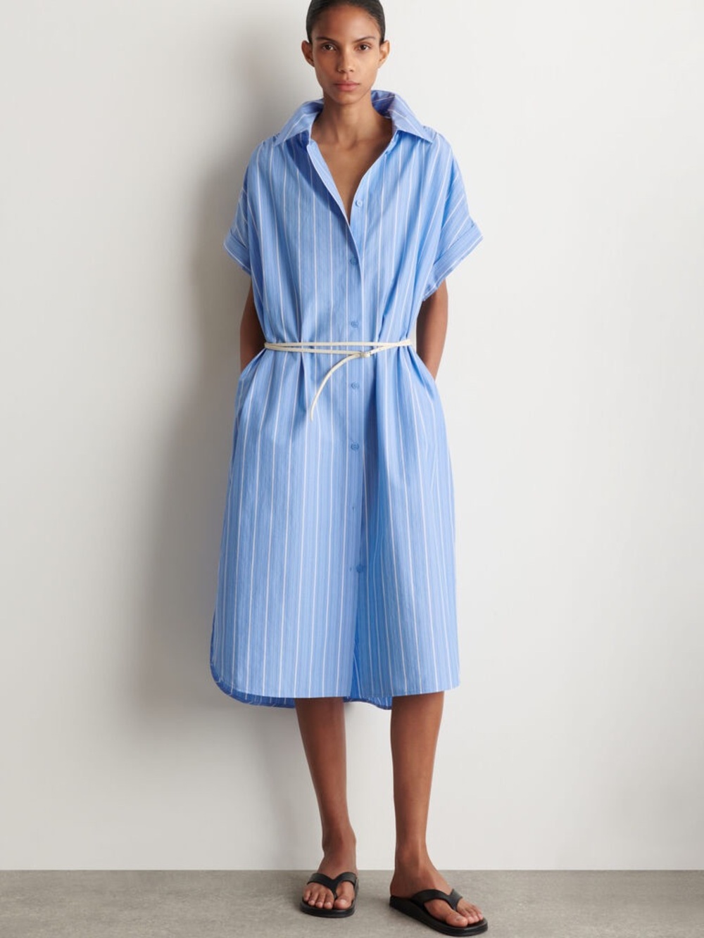 NWT (size 4) COS STRIPED SHORT-SLEEVED COTTON SHIRT DRESS